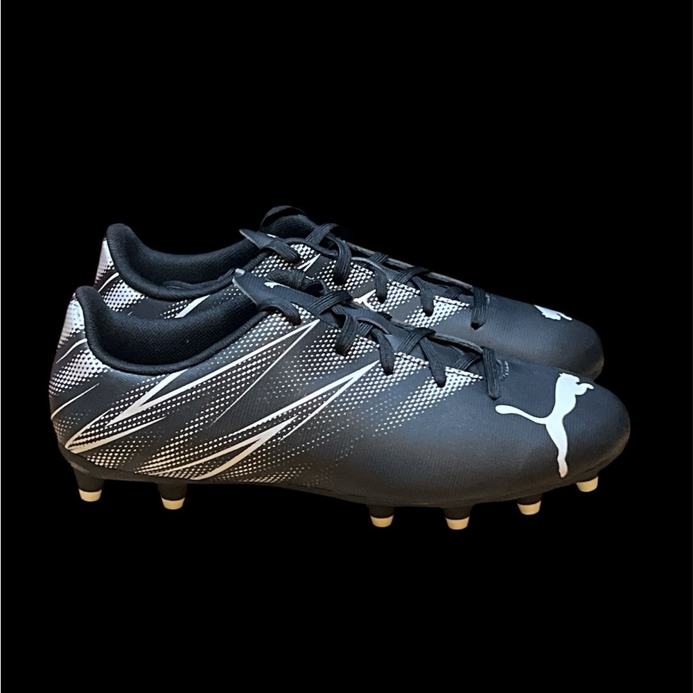 Size US 5 / EU 37 -Puma Attacanto FG/AG Jr Soccer Cleats Black Silver 107480-01